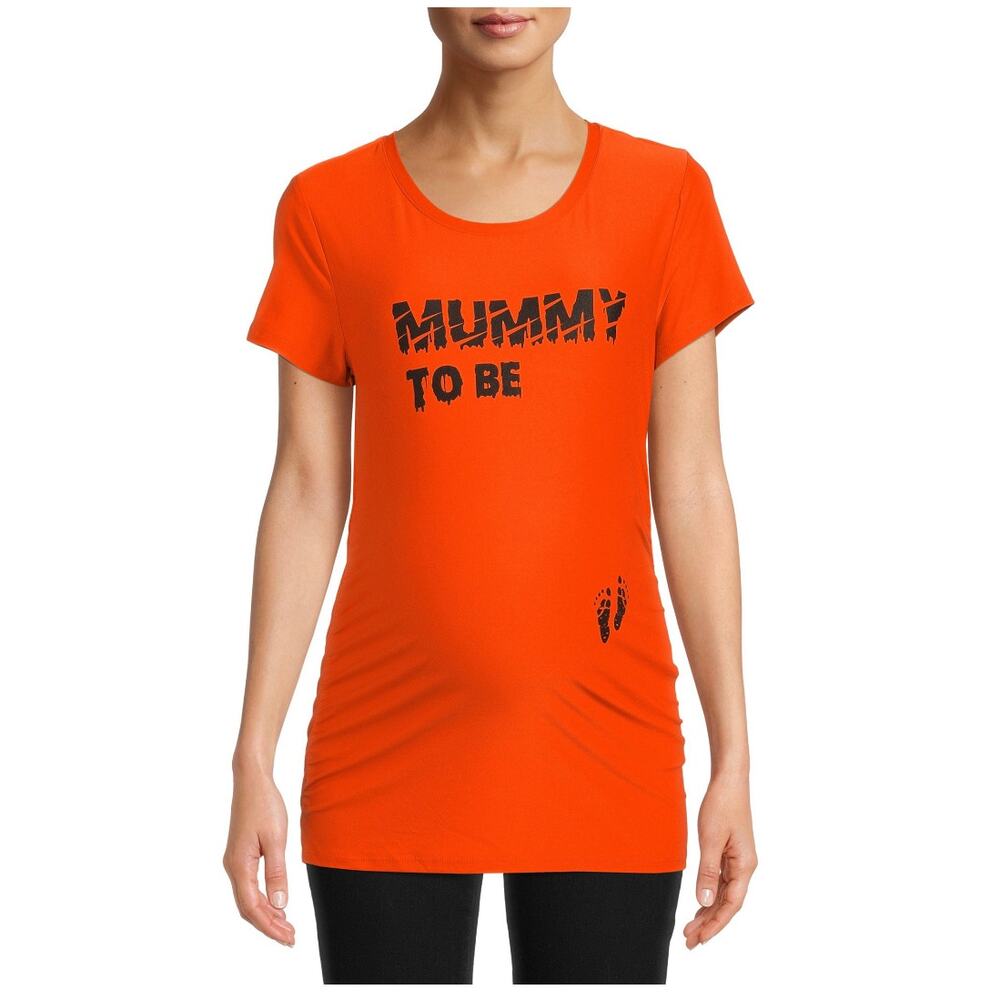 Time and Tru Women’s Small Maternity Mummy Halloween Graphic T-Shirt ruched side
